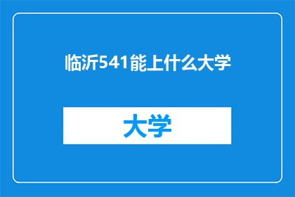 临沂541能上什么大学