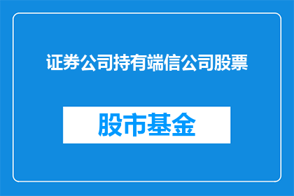 证券公司持有端信公司股票(端信公司股票的持有者是谁？)