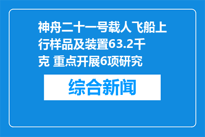 神舟二十一号载人飞船上行样品及装置63.2千克 重点开展6项研究