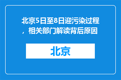 北京5日至8日迎污染过程，相关部门解读背后原因