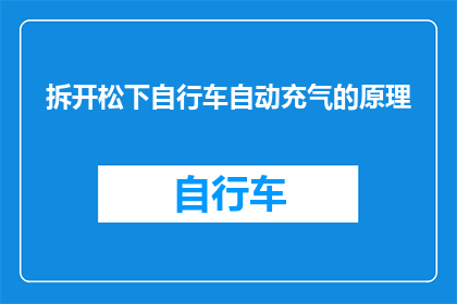 拆开松下自行车自动充气的原理(松下自行车自动充气系统：如何实现其高效运作的奥秘？)