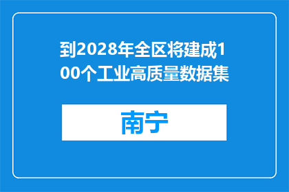 到2028年全区将建成100个工业高质量数据集