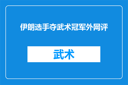 伊朗选手夺武术冠军外网评(伊朗武术选手荣获国际武术大赛冠军，引发全球关注与讨论)