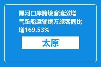 黑河口岸跨境客流激增 气垫船运输俄方旅客同比增169.53%