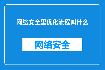 网络安全里优化流程叫什么(在网络安全领域，如何优化流程以提升效率？)