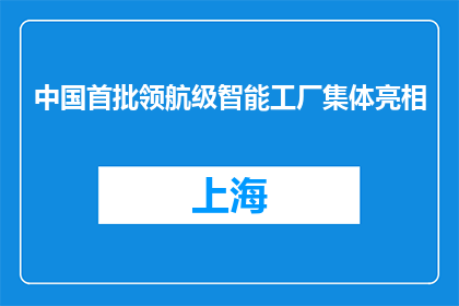 中国首批领航级智能工厂集体亮相