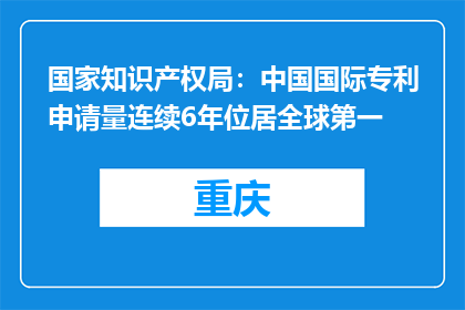 国家知识产权局：中国国际专利申请量连续6年位居全球第一