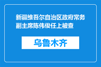 新疆维吾尔自治区政府常务副主席陈伟俊任上被查