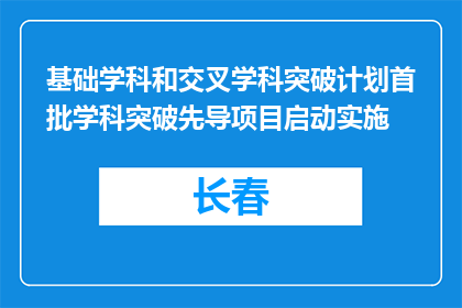 基础学科和交叉学科突破计划首批学科突破先导项目启动实施