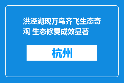 洪泽湖现万鸟齐飞生态奇观 生态修复成效显著