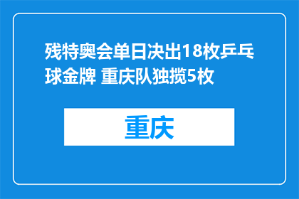 残特奥会单日决出18枚乒乓球金牌 重庆队独揽5枚