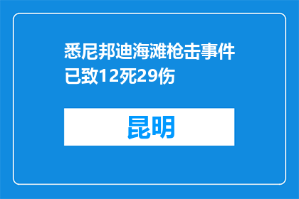 悉尼邦迪海滩枪击事件已致12死29伤