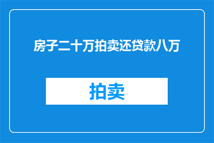 房子二十万拍卖还贷款八万(房子二十万拍卖，还贷款八万，这样的交易是否可行？)