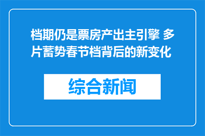 档期仍是票房产出主引擎 多片蓄势春节档背后的新变化