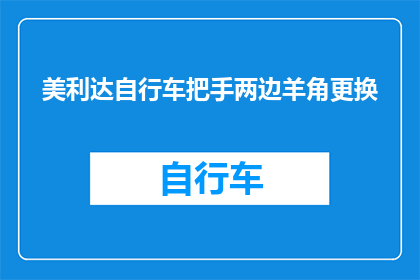 美利达自行车把手两边羊角更换(美利达自行车把手两侧羊角更换服务是否可提供？)