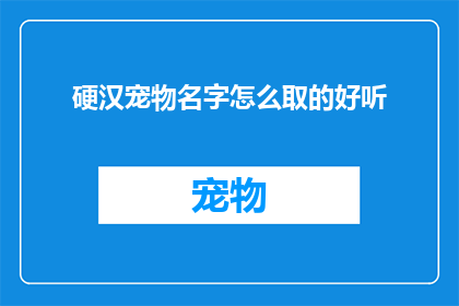 硬汉宠物名字怎么取的好听(如何为硬汉宠物取一个既好听又富有个性的名字？)