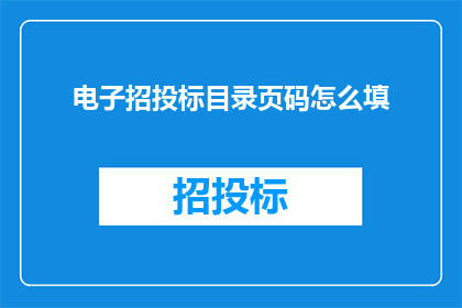 电子招投标目录页码怎么填(如何正确填写电子招投标目录页码？)