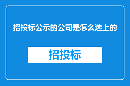 招投标公示的公司是怎么选上的(如何确定一家企业被选为招投标公示的公司？)