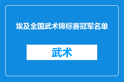 埃及全国武术锦标赛冠军名单(埃及全国武术锦标赛冠军名单揭晓，谁是真正的武术之王？)