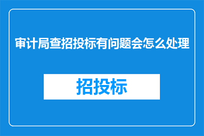 审计局查招投标有问题会怎么处理(审计局若发现招投标过程中存在问题，将采取何种措施进行处理？)