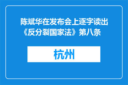 陈斌华在发布会上逐字读出《反分裂国家法》第八条
