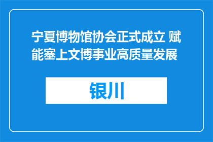 宁夏博物馆协会正式成立 赋能塞上文博事业高质量发展