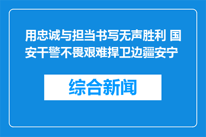 用忠诚与担当书写无声胜利 国安干警不畏艰难捍卫边疆安宁
