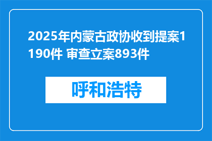2025年内蒙古政协收到提案1190件 审查立案893件