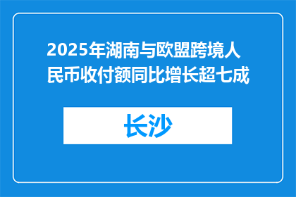 2025年湖南与欧盟跨境人民币收付额同比增长超七成