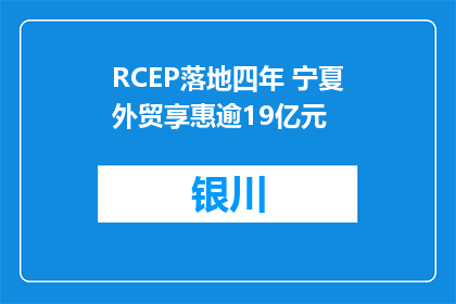 RCEP落地四年 宁夏外贸享惠逾19亿元