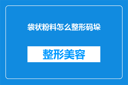 袋状粉料怎么整形码垛(如何高效整形和码垛袋状粉料？)