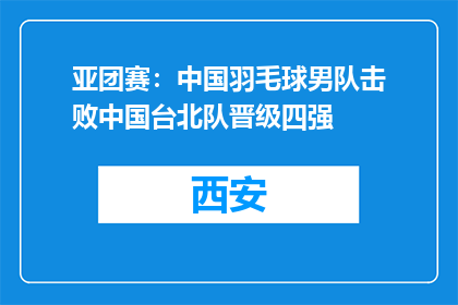 亚团赛：中国羽毛球男队击败中国台北队晋级四强