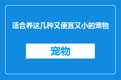 适合养这几种又便宜又小的宠物(哪种又便宜又小的宠物适合养？)