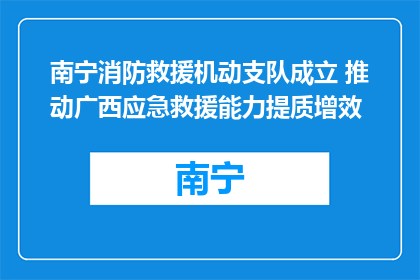 南宁消防救援机动支队成立 推动广西应急救援能力提质增效