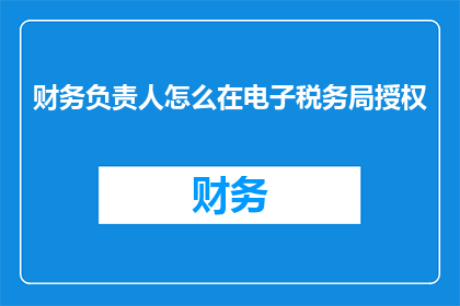 财务负责人怎么在电子税务局授权(如何成为电子税务局的授权财务负责人？)