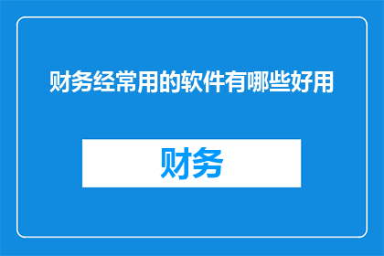 财务经常用的软件有哪些好用(财务专业人士常使用哪些软件以提升工作效率？)