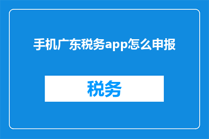 手机广东税务app怎么申报(如何在手机上通过广东税务app进行申报？)