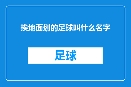 挨地面划的足球叫什么名字(足球场上的地面标记是什么名称？)