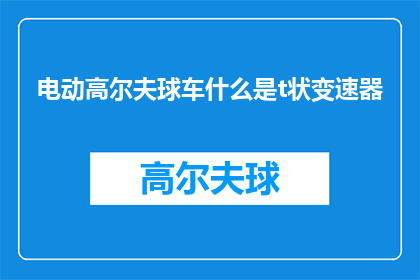 电动高尔夫球车什么是t状变速器(电动高尔夫球车中的T状变速器是什么？)