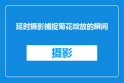 延时摄影捕捉菊花绽放的瞬间(如何通过延时摄影技术捕捉到菊花绽放的绝美瞬间？)