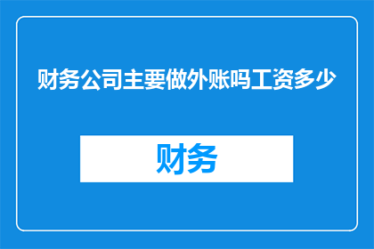财务公司主要做外账吗工资多少(财务公司的主要业务范围是否仅限于外账处理？其工资水平如何？)