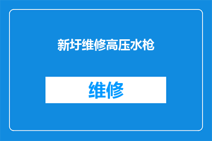 新圩维修高压水枪(新圩高压水枪维修服务是否可提供？)