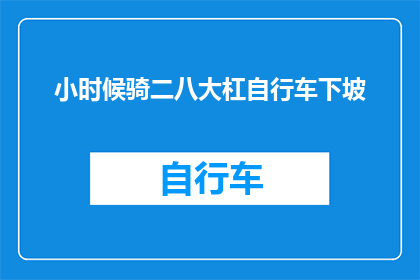 小时候骑二八大杠自行车下坡(童年记忆中的二八大杠：下坡时的速度与激情)