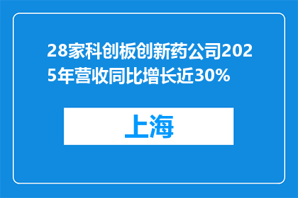 28家科创板创新药公司2025年营收同比增长近30%