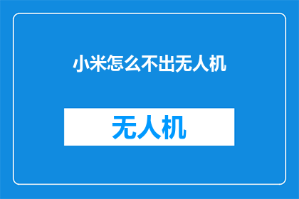 小米怎么不出无人机(小米公司为何迟迟未能推出无人机产品？)