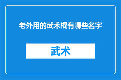 老外用的武术棍有哪些名字(老外对武术棍有哪些独特的称呼？)