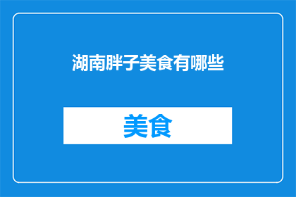 湖南胖子美食有哪些(湖南胖子美食大揭秘：你不可错过的地道美味有哪些？)