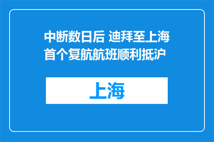 中断数日后 迪拜至上海首个复航航班顺利抵沪