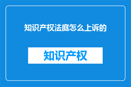 知识产权法庭怎么上诉的(知识产权法庭的上诉流程是怎样的？)